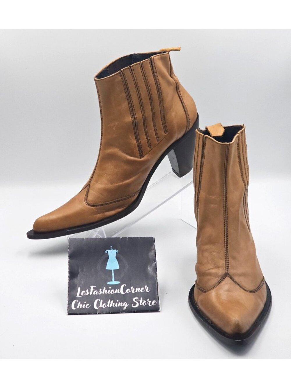 Caterina Lucchi Women's Tan Italian Leather Ankle Boots Size 9.5 (40) 2850